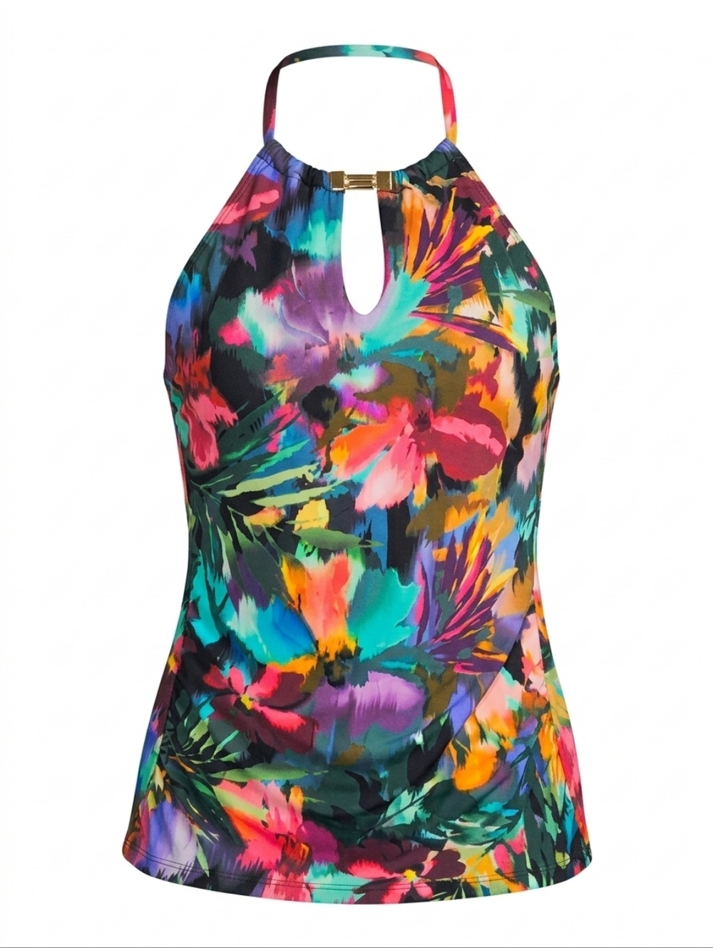 NWT Lauren Ralph Lauren Tropical Floral Halter Tankini Top 8 Swimwear Resortwear